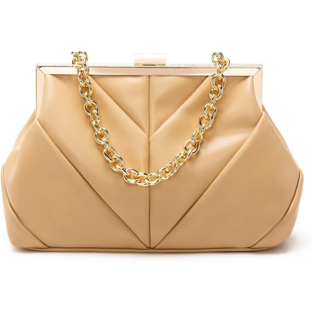 Women's Brown Clutch Purses PU Leather Evening Bag Party, Prom